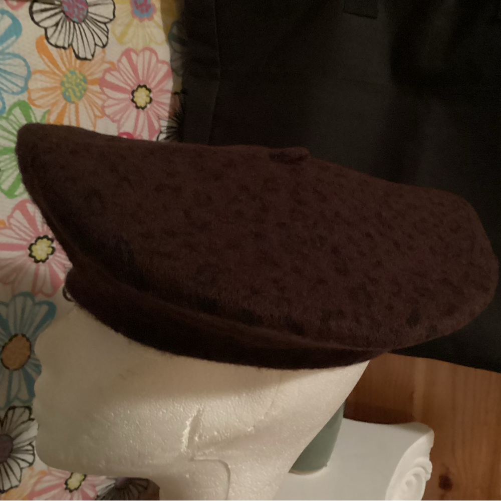 Animal print brown and black beret